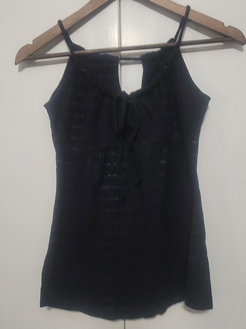 Insight Black Spaghetti-Strap Camisole with Front Tie